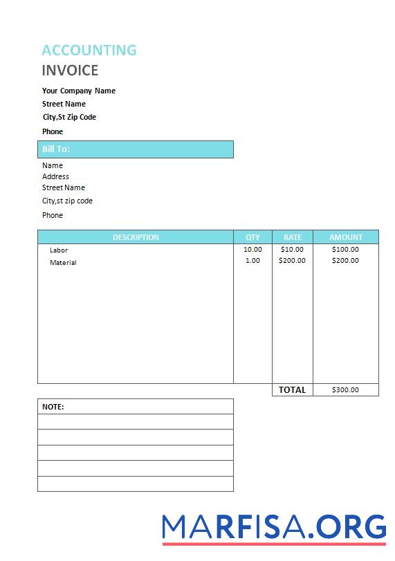Blank Accounting Service Invoice Template